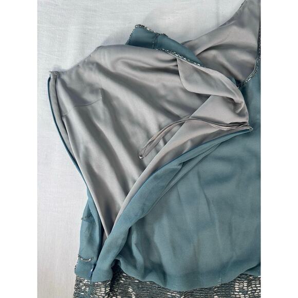 Adriana Papell Women's sz 10 Fishscale Beaded Cocktail NYE Holiday Party Dress - Picture 8 of 12